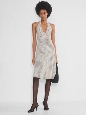 Aritzia Wilfred Aurelie/Nightscape Halter Midi Polka Dot Dress with Neck Tie 🖤